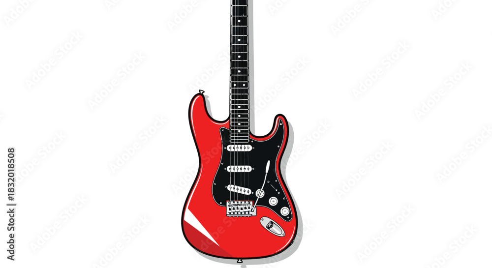 Obraz premium Vibrant red electric guitar illustration ready for your rock and roll designs, perfect for music posters, album art, and band promotions!