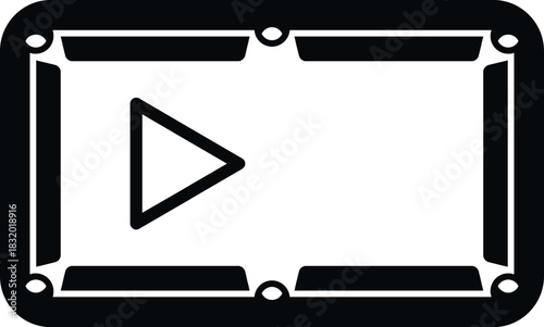 Billiards table with a play button icon signifying video gaming or online streaming