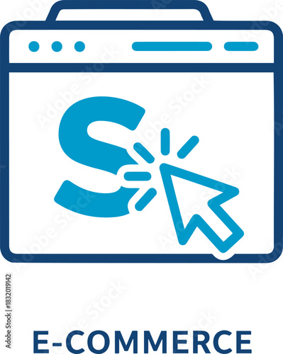 Credit and mortgage icon vector illustration of a browser window displaying a blue letter s with a cursor clicking on it design