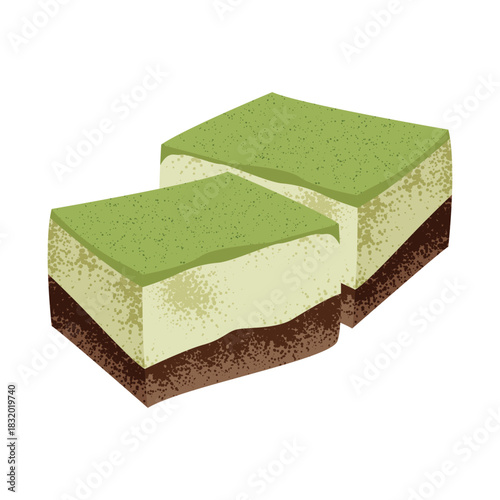 Delicious Three Layer Matcha Green Tea Brownie Squares