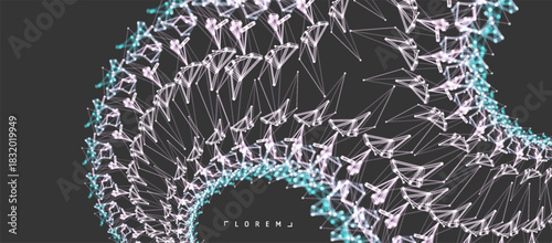 Complex mesh object. 3D connection structure. Design element. Abstract symbol. Grid. Illustration for brochure, poster, cover, card, presentation, flyer or banner.