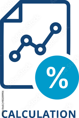 Credit and mortgage icon vector illustration of a document with a line graph and a percentage sign, representing calculation data