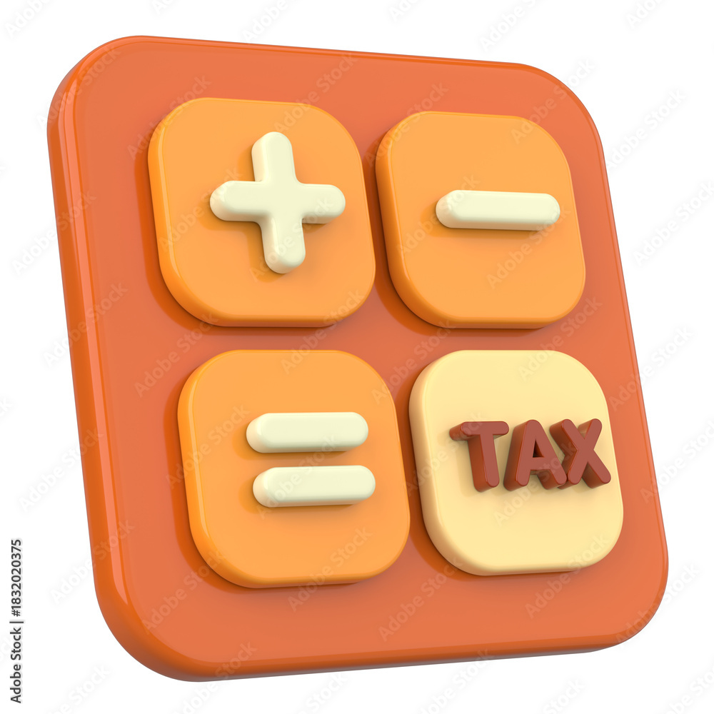 Obraz premium 3D Tax Icon Illustration with Calculator and Finance Elements.