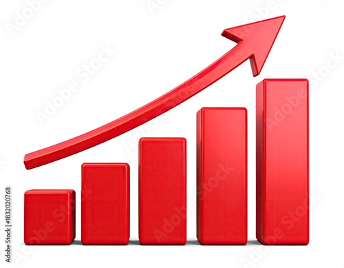 Red bar graph with rising arrow on a white background Free Download Red bar graph with rising arrow on a white background - GFXLoad