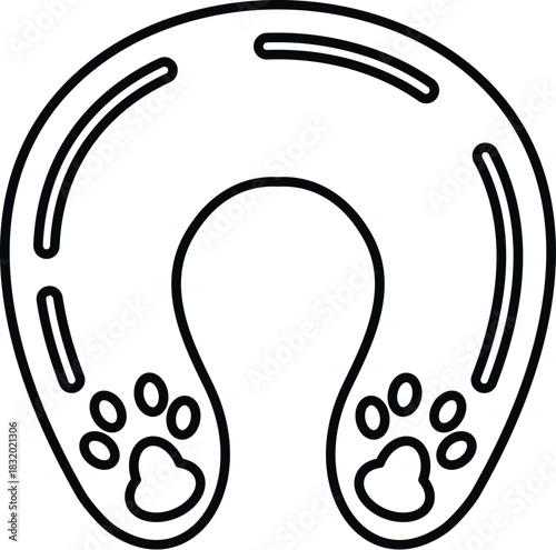 Pet neck pillow with paw prints providing comfort for travel