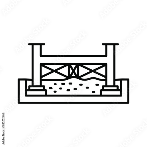 Outline Bridge Structure Over Water Icon
