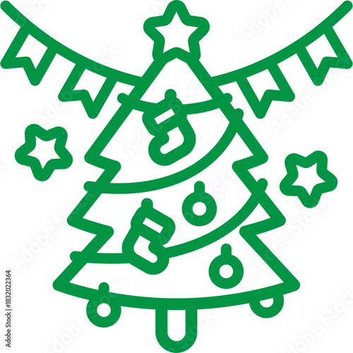 christmas tree decoration celebrate line icon