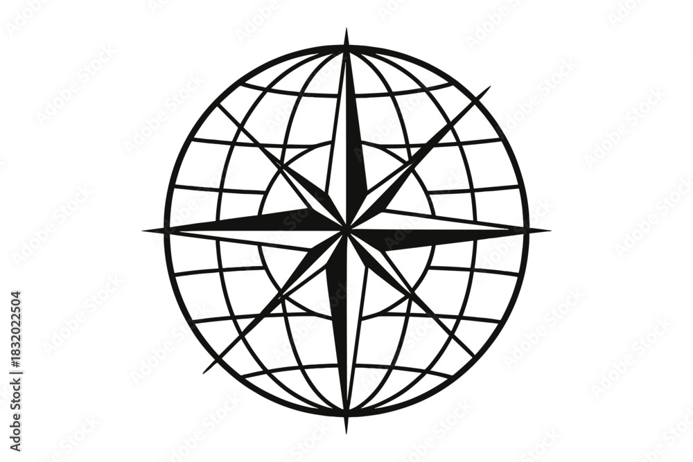 Fototapeta premium Compass design featuring a globe with directional points for navigation and exploration