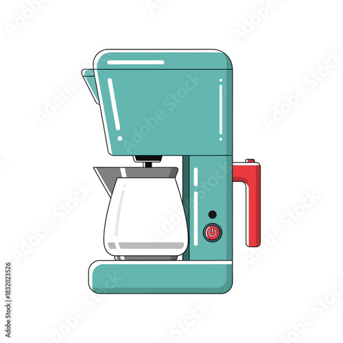 Minimalist Coffee Maker Illustration in Pastel Colors: A Blend of Style and Functionality