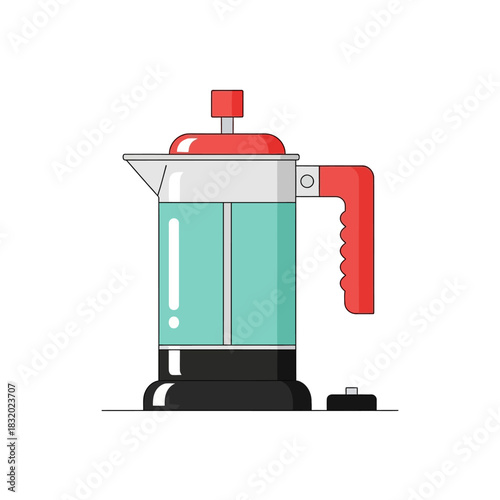 Stylized french press illustration showcasing clean design and simple aesthetic appeal