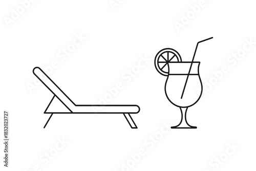 Relaxing by the pool with a refreshing drink and a lounge chair on a sunny day