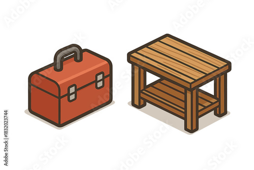 Toolbox and wooden table design suitable for various crafting and DIY projects