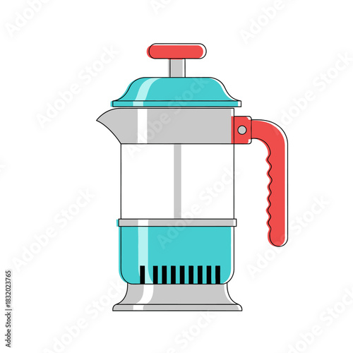 Stylized French press illustration depicting brewing simplicity and modern kitchen aesthetic