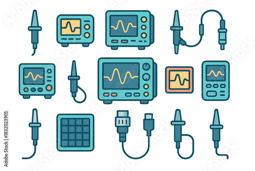 Collection of electronic testing devices and equipment for signal analysis and measurement in a modern laboratory setting