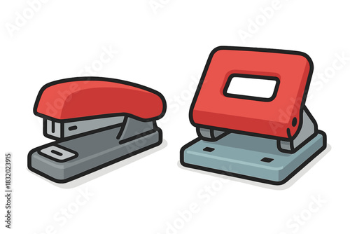 Stapler and hole punch in a simple office setting highlighting essential stationery tools for daily activities