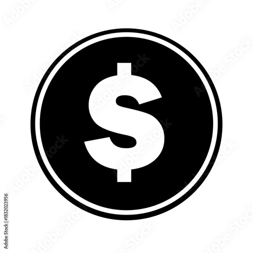 Dollar Coin Vector Illustration – Shiny Money Icon, Currency Symbol, Finance and Economy Concept