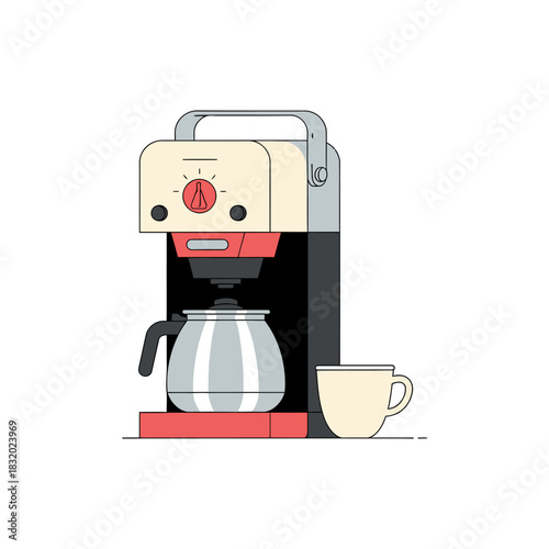 Retro coffee brewing device, a classic appliance for daily morning routine drink preparation