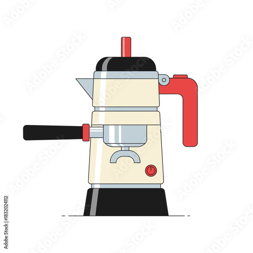 Elegant espresso maker rendering depicting coffee preparation and stylish appliance design