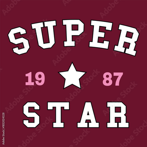 Vintage superstar 1987 typography t shirt design with bold college style lettering and star graphic