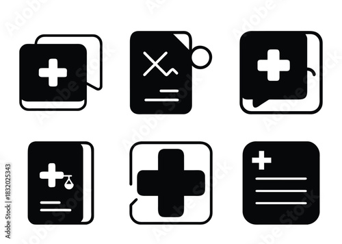 Collection of healthcare medical related document and service flat icon illustration