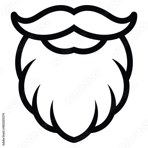 Stylized black outline icon of a full beard and mustache representing masculinity and grooming essentials