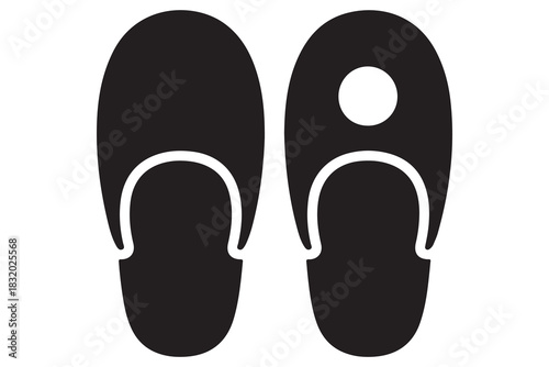 Beach flip flops icon  black silhouette vector
