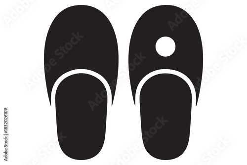 Beach flip flops icon  black silhouette vector
