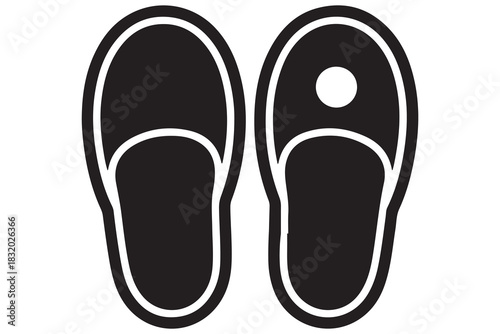 Beach flip flops icon  black silhouette vector
