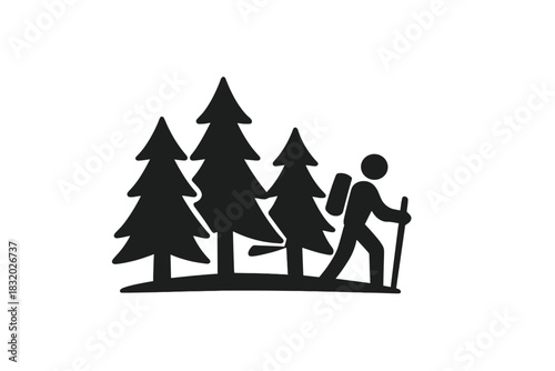 Hiking through tall trees in a peaceful forest environment while enjoying nature and the great outdoors