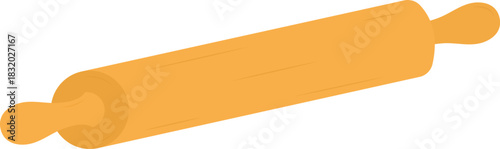 Wooden Rolling Pin Flat Illustration. Clean Icon Design Element on Isolated White Background