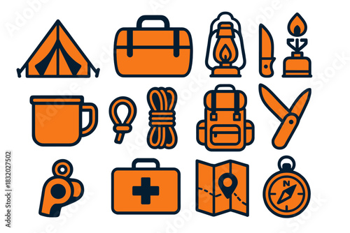 Essential camping gear for outdoor adventures, featuring tools and supplies for safe exploration