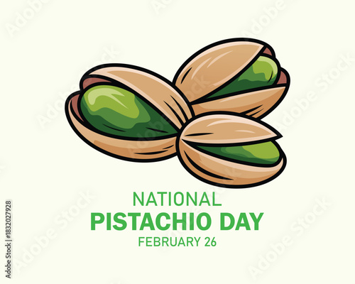 National Pistachio Day vector. Green pistachio nuts icon vector. Pistachios in shell and peeled illustration. February 26. Important day