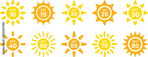 sun, spf, spf10, spf15, spf20, spf25, spf30, spf40, spf50, spf60, spf70, spf80, sunscreen, sun protection, solar, summer, heat, radiation, uv protection, skincare, dermatology, health, safety, symbol,
