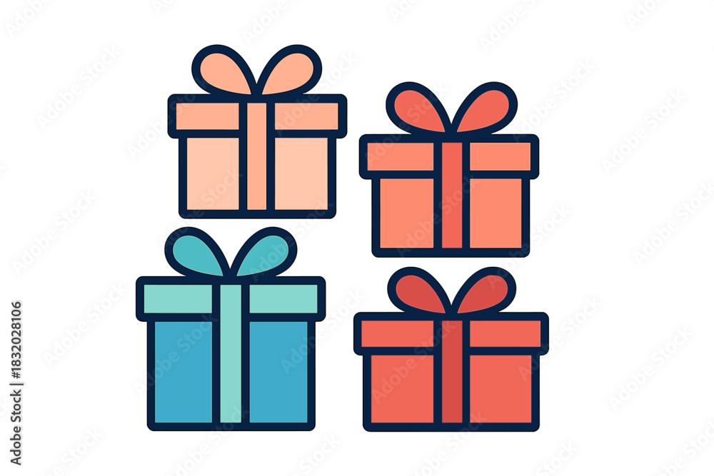 Fototapeta premium Colorful gift boxes stacked in a festive arrangement for celebrations or special occasions