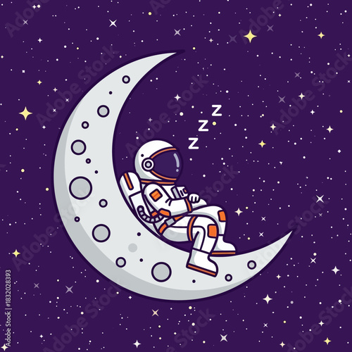 Astronaut's lunar slumber whimsical cosmos dreamscape in outer space adventure