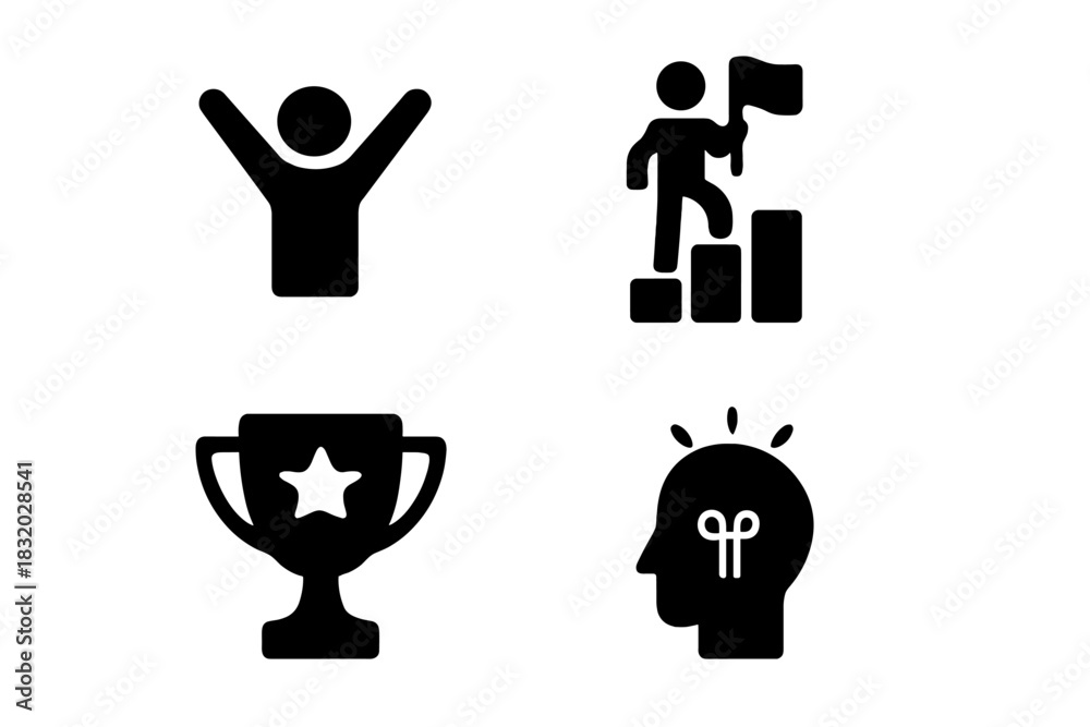 Fototapeta premium Celebration of success through achievement and motivation symbols in a modern design