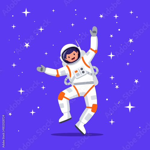 Astronaut's whimsical dance among celestial stars in the infinite cosmos exploration adventure