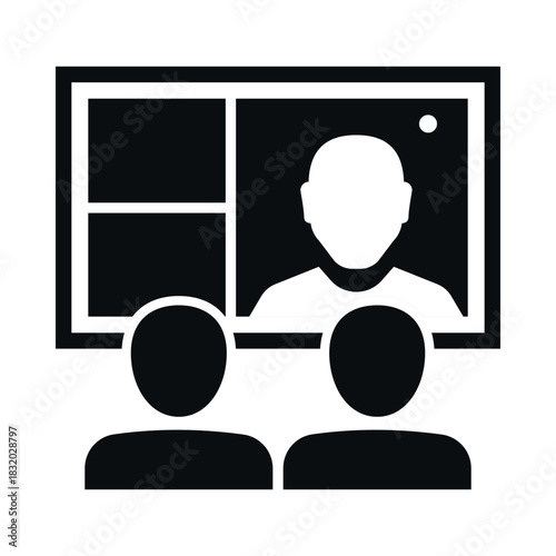 Online conference icon depicting virtual meeting participants engaged in digital communication