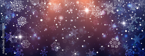 Sparkling snowflakes on a magical winter night background