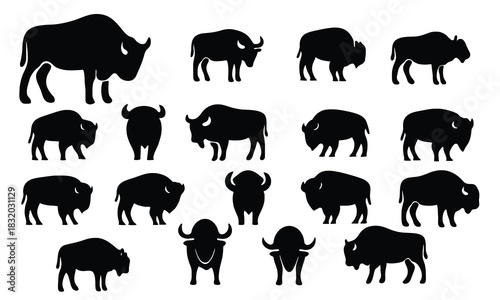 Solid black background, abstract, minimal, versatile, and clean backdrop buffalo silhouettes