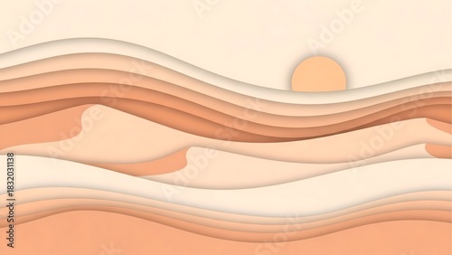 Fototapeta Naklejka Na Ścianę i Meble -  Abstract desert landscape background vector illustration sand dunes and sun design graphic art