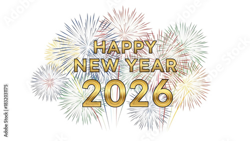 Welcoming the New Year 2026 with Fireworks Celebration and Gold