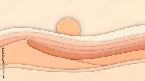 Pastel aesthetic background with sun and desert dunes for wallpaper and graphic design projects
