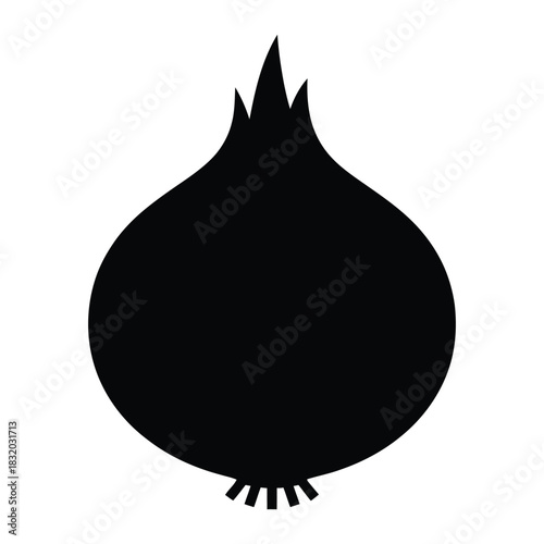 Solid onion bulb silhouette icon for cooking ingredient and recipe UI