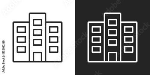 Company Icon In Black And White Line Style