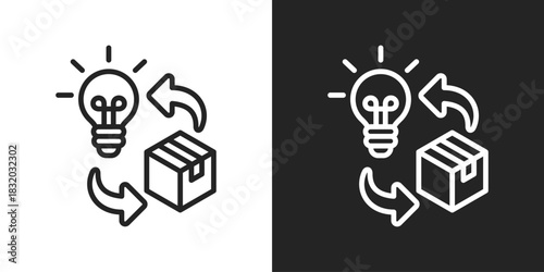 Product Innovation Icon In Black And White Line Style