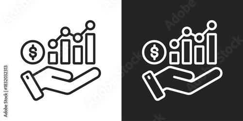 Profit Icon In Black And White Line Style