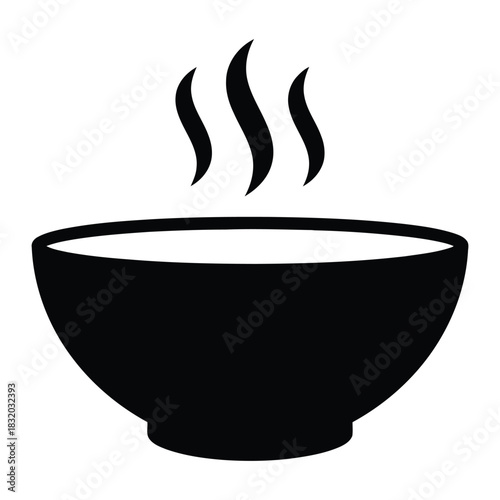 Solid soup bowl silhouette icon for hot cafe menu and restaurant design