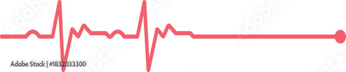 Heartbeat ECG vector, red electrocardiogram line, medical pulse icon, cardiac rhythm graphic, life signal design, health illustration