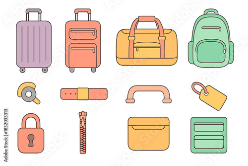 Colorful collection of travel bags and accessories ready for adventure